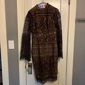 Dark purple Aubergine lace mid length dress